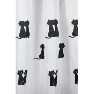 Differnz Rideau de douche Cats Polyester 180x200cm Blanc / Noir