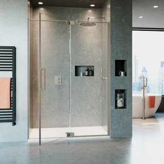 Crosswater Optix 10 Porte de douche - profilé tournant - 90x200cm - paroi fixe - inox brossé