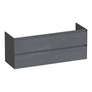 BRAUER Inspire wastafelonderkast 140 4 softclose lades - greeploos - 2 sifon uitsparingen - Timber Grey