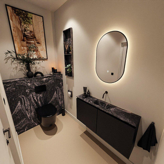 MONDIAZ TURE-DLUX Meuble toilette - 100cm - Urban - EDEN - vasque Lava - position centrale - sans trou de robinet