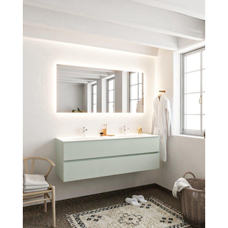 MONDIAZ VICA Ensemble de meuble salle de bain - 150cm - 2 tiroirs - lavabo Cloud double - 2 trous de robinet - solid surface gris