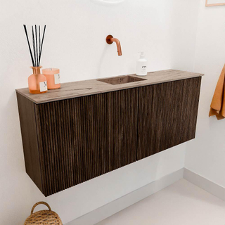 Mondiaz JOYA-DLUX 100cm toiletmeubel - kleur Walnut - Wastafel FAYE positie Midden Zonder kraangat kleur Arena.
