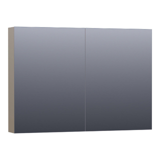 Saniclass Plain Spiegelkast - 100x70x15cm - 2 links/rechtsdraaiende spiegeldeuren - MDF - hoogglans taupe