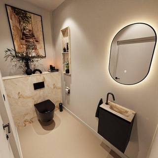 MONDIAZ TURE-DLUX Meuble toilette - 40cm - Urban - EDEN - vasque Frappe - position droite - 1 trou de robinet