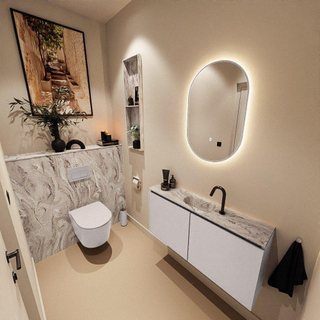MONDIAZ TURE-DLUX Meuble toilette - 100cm - Cale - EDEN - vasque Glace - position centrale - 1 trou de robinet