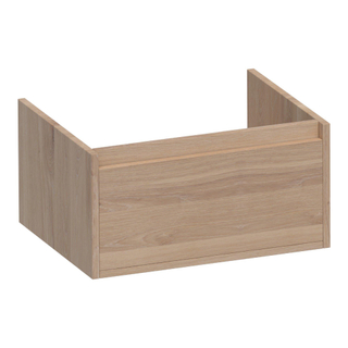 BRAUER Hope wastafelonderkast - 59x30x45.5cm - 1 softclose lade greeploos - 1 sifon uitsparing - massief eiken - lamellen eiken naturel