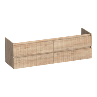 BRAUER Joy Wavy wastafelonderkast 160 4 softclose lades - greeploos - 2 sifon uitsparingen - Forest Wheat