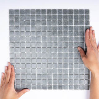 The Mosaic Factory Amsterdam carrelage mosaïque 32.2x32.2cm pour mur et sol intérieur et extérieur carré verre gris