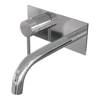 BRAUER Stripe Inbouw Wastafelmengkraan - gebogen uitloop en afdekplaat - model A2 - chroom