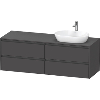 Duravit ketho 2 meuble sous lavabo avec plaque console avec 4 tiroirs pour lavabo à droite 160x55x56.8cm avec poignées anthracite graphite mat
