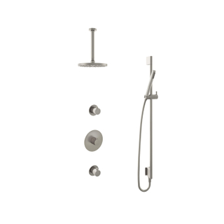 Hotbath Buddy IBS Regendoucheset - 30cm plafondarm - 20cm ronde hoofddouche - staafhanddouche - glijstang - geborsteld nikkel