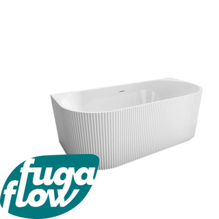 FugaFlow Eccelente Anta baignoire semi-îlot - nervuré - 170x80x58cm - avec vidage - acrylique - blanc mat