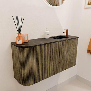 Mondiaz JOYA-DLUX 81.6cm toiletmeubel - ronding links kleur Dusk - Wastafel FAYE positie Rechts 1 kraangat kleur Lava.