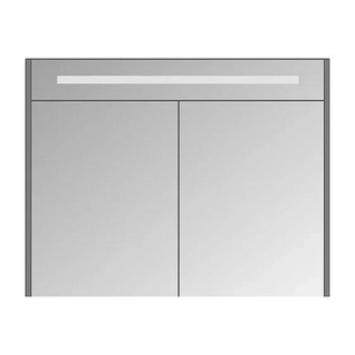 Basic Armoire de toilette 2 portes simple miroir sur un côté avec éclairage intégré à LED (indiquez la couleur lors de la commande) 120x14x74cm DESTOCKAGE