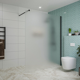 FugaFlow Eccelente Vetro inloopdouche badkamer - 160x200cm - mat glas - wandarm - mat zwart