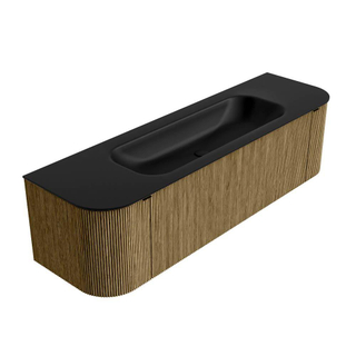 Mondiaz KURVE Badkamermeubelset - 160x46x40cm - 1 lade - 2 deuren - wastafel solid surface - midden - 1 kraangat - Dusk