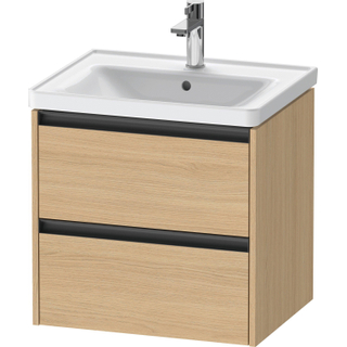 Duravit ketho meuble sous 2 lavabos avec 2 tiroirs 58.4x45.5x54.9cm avec poignées anthracite chêne naturel mat