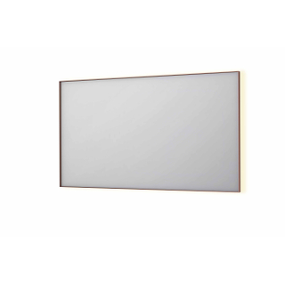 INK SP32 spiegel - 140x4x80cm rechthoek in stalen kader incl indir LED - verwarming - color changing - dimbaar en schakelaar - geborsteld koper