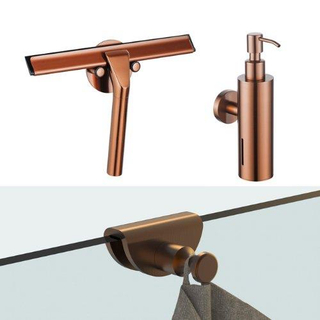FugaFlow Eccelente Acces ensemble d'accessoires - raclette à vitre - distributeur de savon - crochet porte-serviette - cuivre brossé