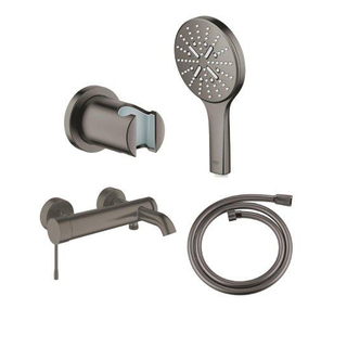 GROHE Essence New bad-/douchekraan met 3 standen handdoucheset en doucheslang brushed hard graphite
