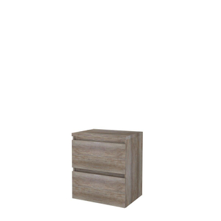 Basic-Line Start 46 ensemble de meubles de salle de bain 60x46cm sans poignée 2 tiroirs plan vasque mfc scotch oak
