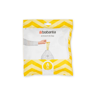 Brabantia PerfectFit Sacs poubelle - fermeture à cordon - code A - 3-5L - 40 pièces/rouleau