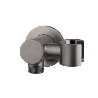 Wiesbaden Wandaansluitbocht met kantelbare handdouchehouder rond 1/2" gunmetal OUTLETSTORE