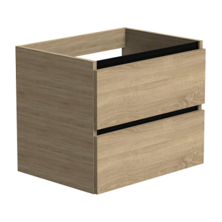 Thebalux Type onderbouwkast 60x45x50cm greeplijst zwart mat 2 softclose lades Greeploos MDF/spaanderplaat beton zilver