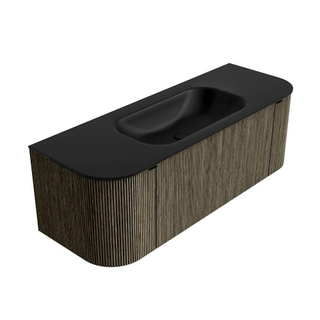 Mondiaz KURVE Badkamermeubelset - 130x46x40cm - 1 lade - 2 deuren - wastafel solid surface - midden - 1 kraangat - Shadow
