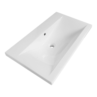 Saniclass Bari lavabo pour meuble 80cm 1 vasque sans trou pierre naturelle blanc