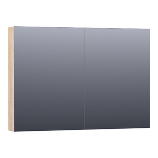 BRAUER Plain Spiegelkast - 100x70x15cm - 2 links/rechtsdraaiende spiegeldeuren - MFC - legno calore