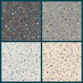 BOÎTE D'ÉCHANTILLON 4 pièces Prissmacer Cerámica Gobi Carrelage de sol et de mur rectifié Terrazzo Mat Crème, Blanc, Gris et Anthracite