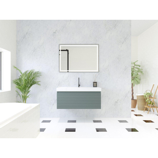 HR Matrix ensemble de meubles de salle de bain 3d 100cm 1 tiroir sans poignée avec poignée en couleur petrol matt avec lavabo juste 1 trou pour robinet blanc
