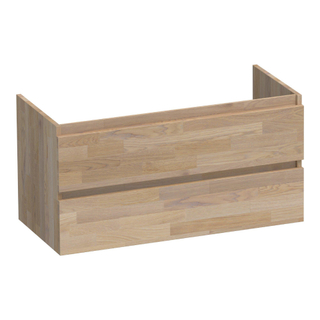 BRAUER Joy badkamermeubel set - 100x7.5x45.5cm - 1 wasbak - 1 kraangat - 2 softclose lades - greeploos - 1 sifon uitsparing - massief eiken - vingerlas eiken grijs
