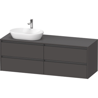 Duravit ketho 2 meuble sous lavabo avec plaque console avec 4 tiroirs pour lavabo à gauche 160x55x56.8cm avec poignées anthracite graphite mat