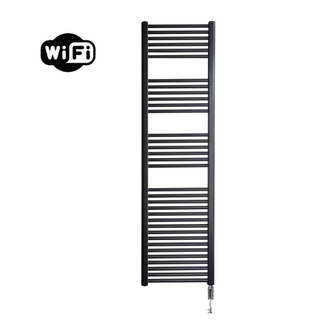 Sanicare HVW Elektrische Radiator - 172x45cm - 920W - wifi - thermostaat - chroom - rechtsonder - mat zwart