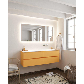 Mondiaz VICA ensemble de meuble de salle de bain - 150cm - meuble sous-vasque ocre - 4 tiroirs - lavabo moon droite - sans trou de robinet version XL 60cm de haut