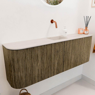 Mondiaz JOYA-DLUX Meuble de toilette 123,2cm - arrondis gauche et droite couleur Dusk - Vasque FAYE position Milieu Sans trou de robinet couleur Meli.