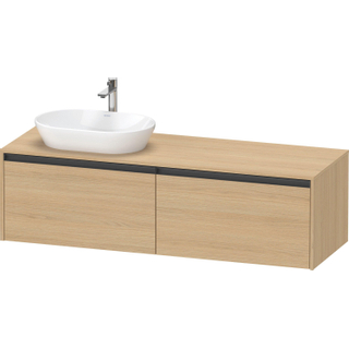 Duravit ketho 2 meuble sous lavabo avec plaque console et 2 tiroirs pour lavabo à gauche 160x55x45.9cm avec poignées anthracite chêne naturel mat
