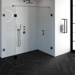 BRAUER Create Cabine de douche rectangulaire en 3 parties 180x90cm sans profilé avec verre de sécurité anticalcaire 8mm noir mat