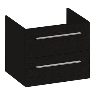 BRAUER Trust wastafelonderkast 60 excl. opbouwgrepen 2 softclose lades en 1 sifon uitsparing - Timber Black