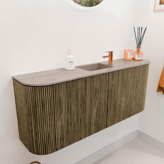 Mondiaz JOYA-DLUX 103.2cm toiletmeubel - ronding links en rechts kleur Dusk - Wastafel FAYE positie Midden 1 kraangat kleur Saba.