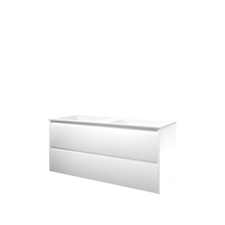 Proline elegant ensemble de meubles de salle de bains 120x46x54cm meuble symétrique blanc mat avec 2 trous pour robinetterie polystone blanc mat