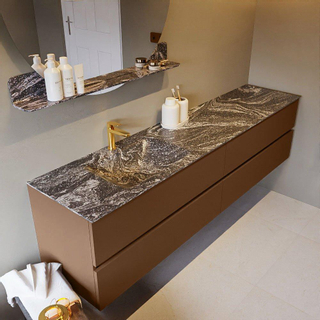 Mondiaz VICA-DLUX ensemble de meuble de salle de bain - 200cm - meuble sous-vasque reposant - 4 tiroirs - lavabo encastré cloud gauche - 1 trou de robinet - version haute de 60cm - lave