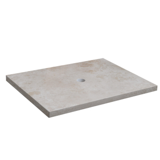 Saniclass Travertine plan sous vasque - 60x46cm - sans trous de robinet - 1 découpe pour le siphon - pierre naturelle marbrée