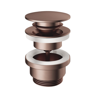 Hotbath Pal clickplug met schroef rond koper geborsteld PVD SHOWROOMMODEL