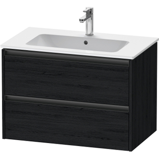 Duravit ketho 2 meuble sous lavabo avec 2 tiroirs 81x48x55cm avec poignées chêne anthracite noir mat