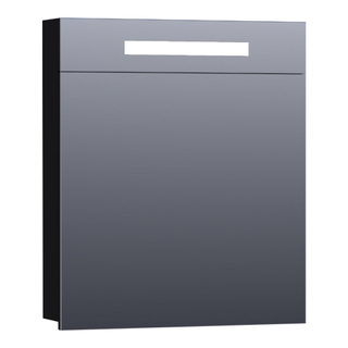 Saniclass 2.0 Armoire de toilette 59x70x15cm éclairage intégré rectangulaire 1 porte pivotante MDF Noir brillant
