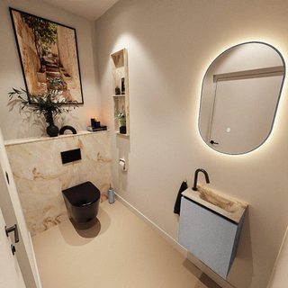 MONDIAZ TURE-DLUX Meuble toilette - 40cm - Plata - EDEN - vasque Frappe - position droite - 1 trou de robinet