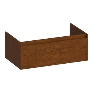 BRAUER Hope wastafelonderkast - 80x30x45.5cm - 1 softclose lade greeploos - 1 sifon uitsparing - massief eiken - lamellen eiken bruin